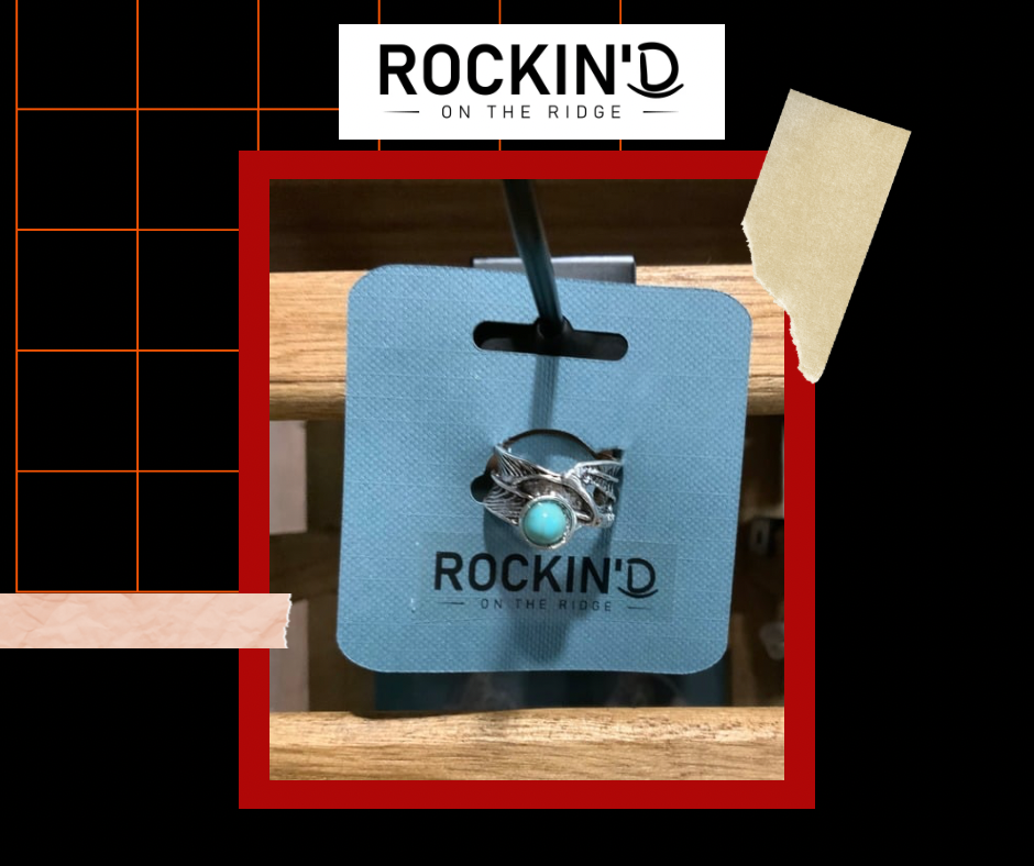 Silver Feathers and Turquoise Ring