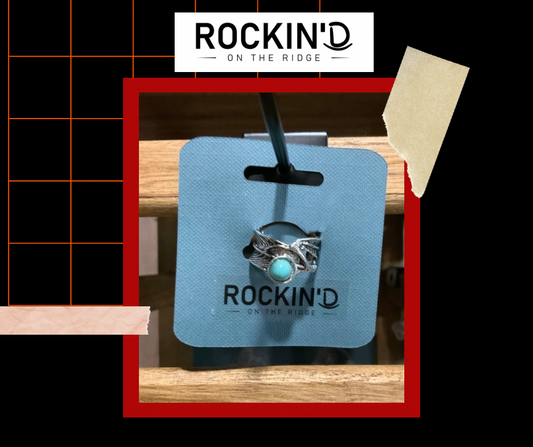 Silver Feathers and Turquoise Ring